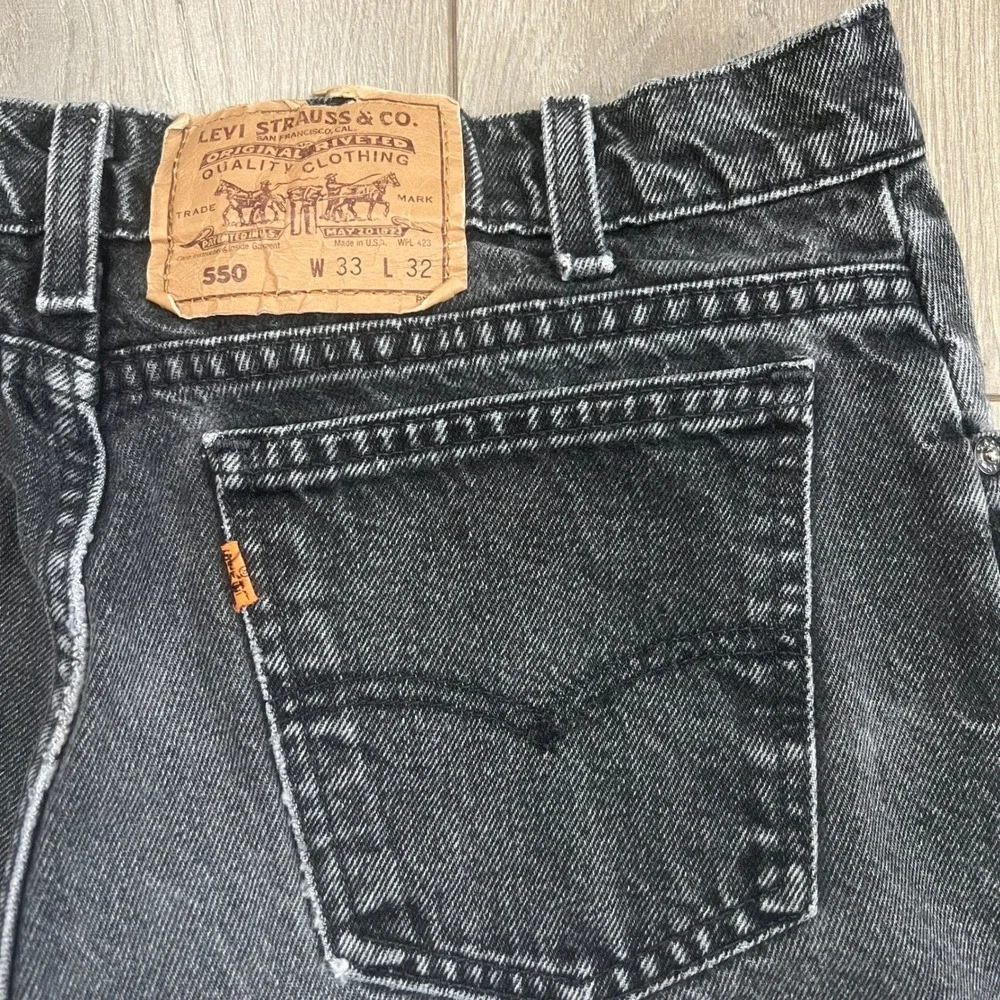 Vintage Orange Tab Levis Mens W 33 L 32‎ Black Straight Leg